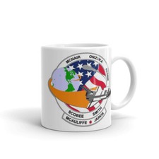 Space Shuttle Challenger STS-51L NASA space program white glossy mug