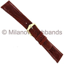 20mm Hirsch Genuine Reptile Royal Brown Stitched Mens Watch Band