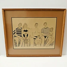 Nancy Johnston Ferro MCM 1983 Original BY THE SEA Intaglio Print Etching Signed