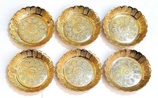 Designer Pure Brass Plate for puja/Diwali/Bhog thali 2 inch pack of 6