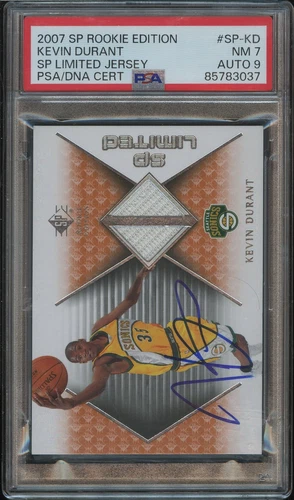 2007 UPPER DECK ROOKIE SP LIMITED EDITION JERSEY KEVIN DURANT AUTO PSA 7/9