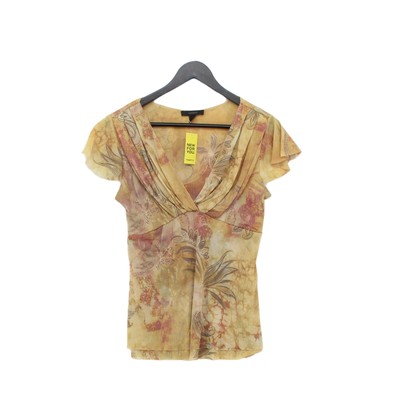Express Damen Top L Multi Floral 100% Sonstige Kurzarm V-Ausschnitt Basic