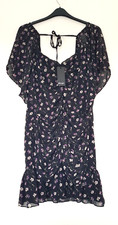 BNWT Nasty Gal Ladies Mini Dress in Black & Multicoloured Floral Design, Size 24