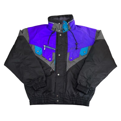 Vintage Nevica Ski Jacket 90s Retro Snow Winter Outdoor Black Mens Medium  UK