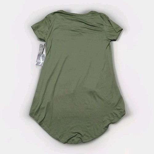 Splash V Neck Top Olive Green Short Sleeves Vneck Crisscross Front Size 1X - Picture 2 of 10