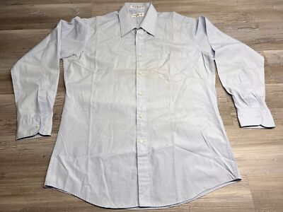 Yves Saint Laurent Sz 16 32-33 Mens Blue Dress Shirt Business 