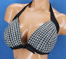 Unique Vintage Wireless Lined Triangle Halter Bikini Top Size 4XL  E9854