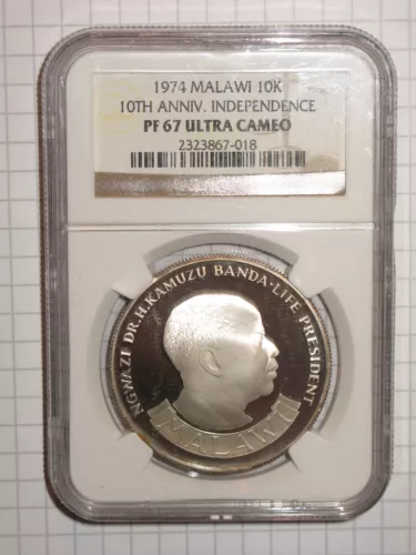 Malawi 10 Kwacha 1974 Independence, NGC PF 67 UC