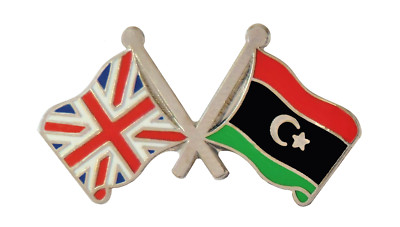Libyen Flagge & Großbritannien Flagge Freundschaft Höflichkeit Pin Anstecker 