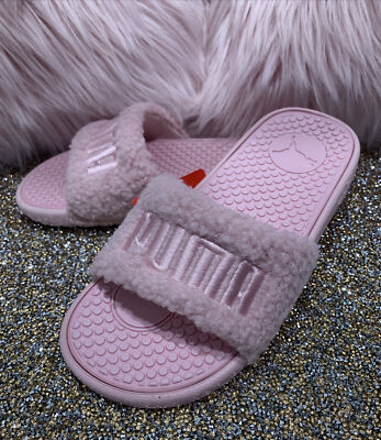 Puma Women's Cool Cat Sherpa Slides Sandals Lotus Pink Size 6M