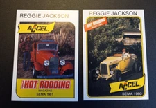 SEMA 1980 & 1981 ACCEL REGGIE JACKSON HOF HOT RODDING MAGAZINE Cards