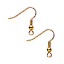 50 GOLD PLATED Stainless Steel FRENCH HOOKS Ear Wires Earring w/ ball bead coil