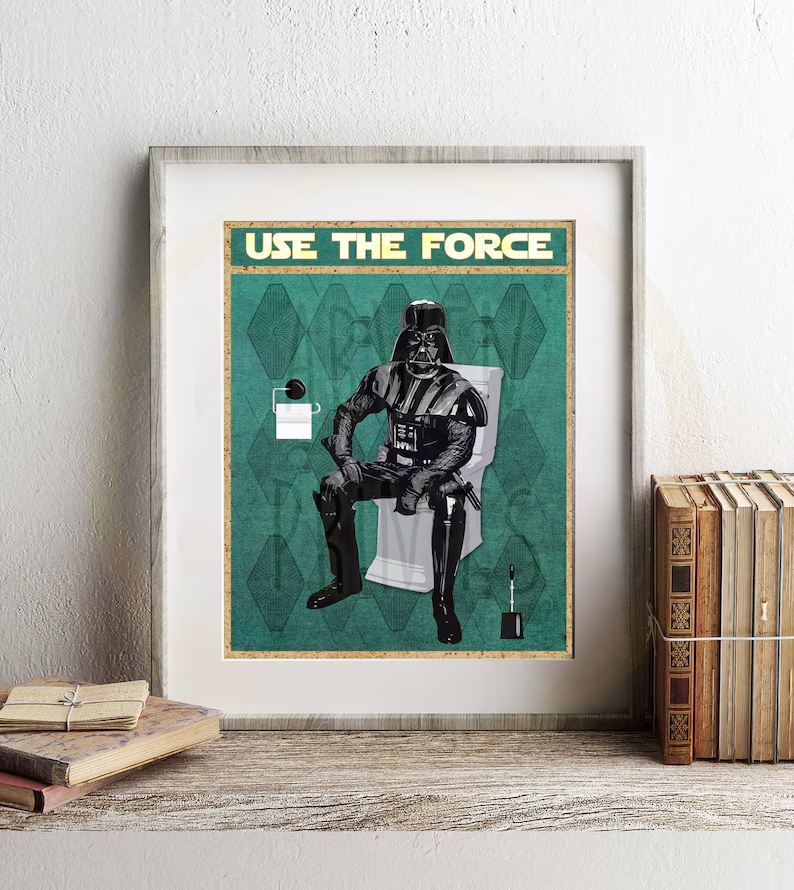 Star Wars Darth Vader Use The Force Art Print | Fun Bathroom Decor for Fans