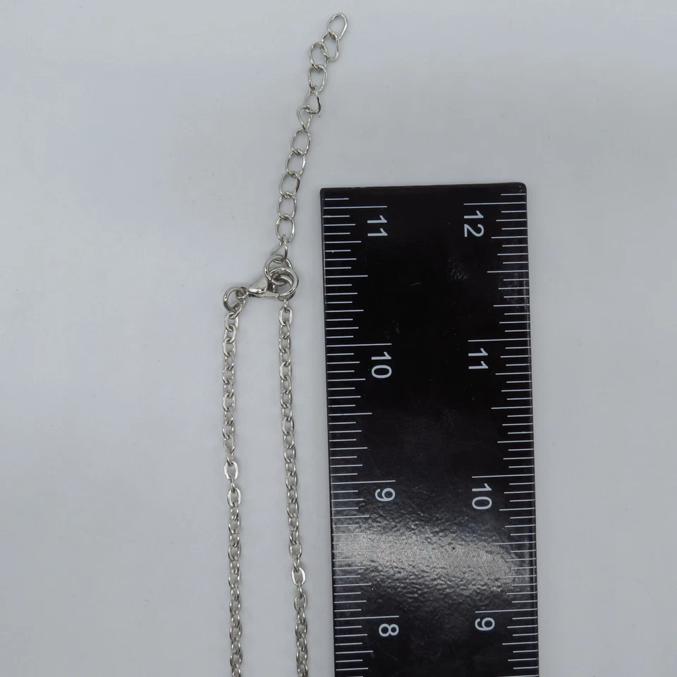 Collar Colgante Lavalier Cabujón Rosa Tono Plata Boho 21" Foto 4 de 4