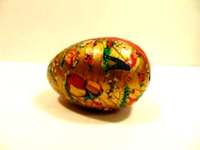 brightly colored paper mâché Easter egg candy holder (empty); made in Germany