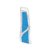 AnhäNger KettenanhäNger 925 Sterling Silber Rhodiniert Mit Synth. Opal Blau Neu