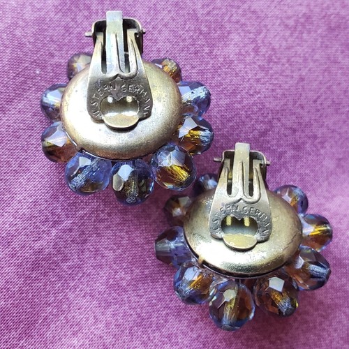 Pendientes de clip vintage firmados por Alemania Occidental Aurora Bauble Bead AB - Imagen 5 de 14