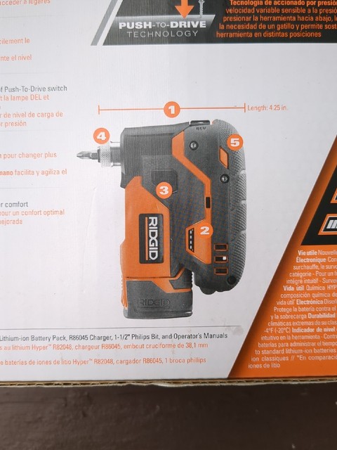 Ridgid R8224 RIDGID 12-Volt Lithium-Ion 1/4 in. Cordless Palm Impact Screwdriver ...