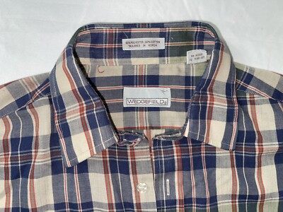 vintage Wedgefield Red Blue Plaid Shirt LS Pocket Mod SZ