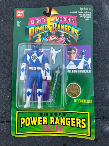 Vintage 1994 Mighty Auto Morphin Power Rangers BILLY Blue Ranger - Sealed -New