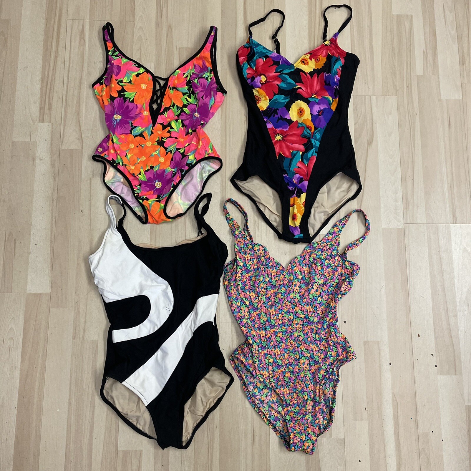 Vintage Swimwear Bathing Suit Lot Of 4 One Piece 80s 90s Swim Be