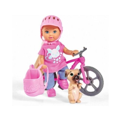 Evi Love Holiday Puppe mit Fahrrad und Hund Simba..