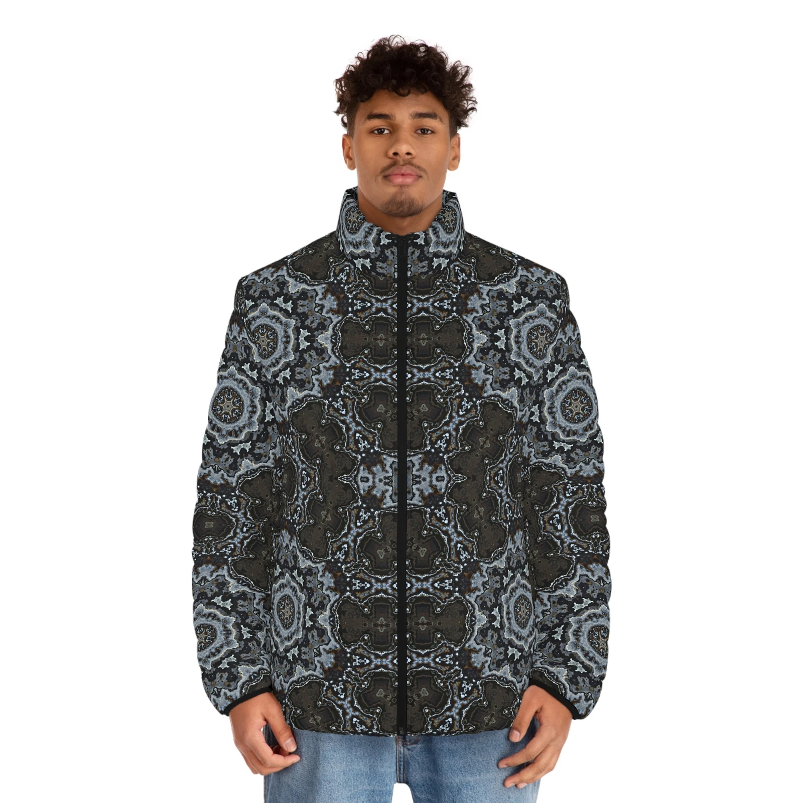 Invisible Men's Puffer Jacket (AOP)