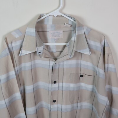 Vintage Henri Valdise Linen Collection Shirt Mens XL Beige Textured Button Front
