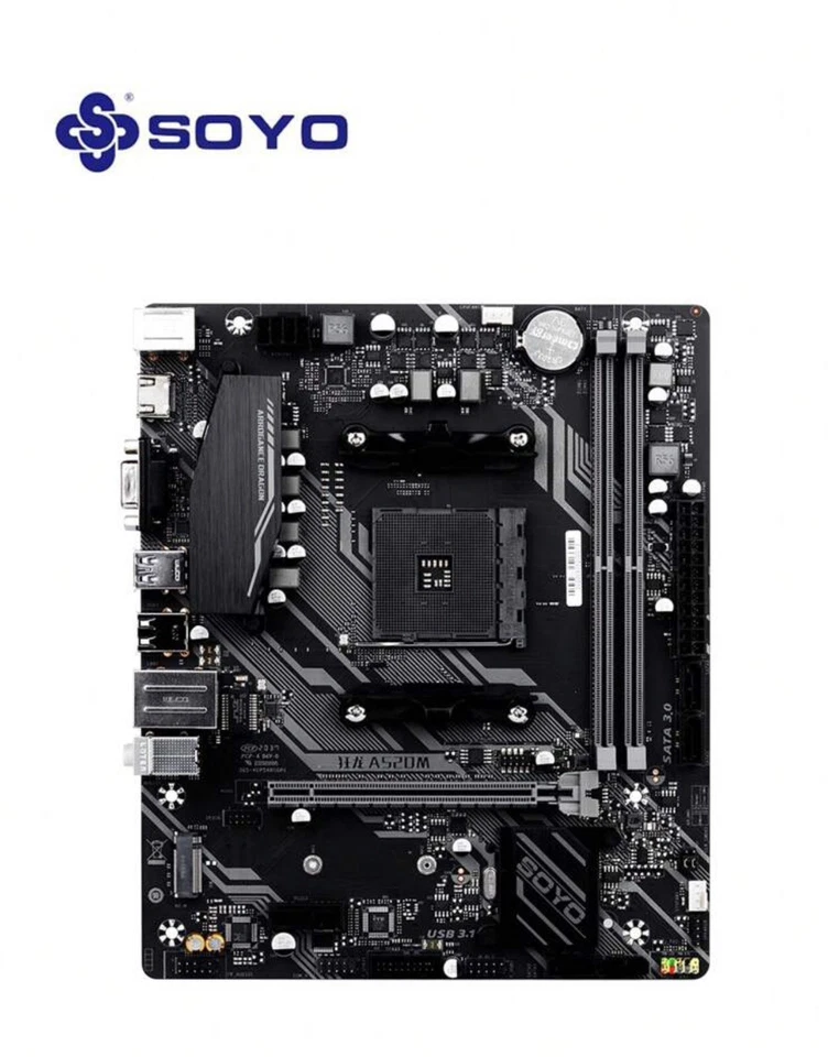 SOYO A520M Gaming motherboard(AM4 AMD/A520/Micro ATX/An M.2 /SATA 6Gb/s/USB 3.0 - Image 4 of 4