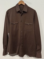 Men's LOEWE 100 Cotton Dual Pocket Long Sleeve Polo Shirt Size 43 ITALY