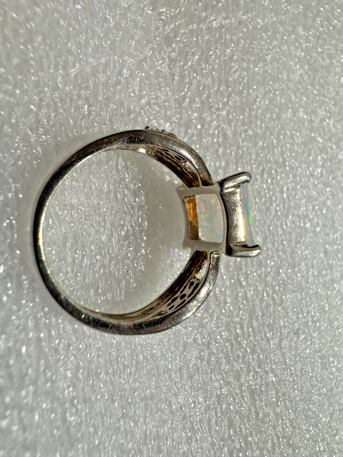 Simulated Opal Ring 925 Sterling Silver Square Cu… - image 7