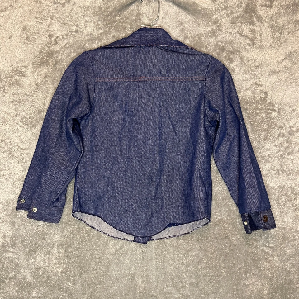 Top De Colección Años 70 Sears Niñas Piel Resistente Niña en Crecimiento Denim Oscuro Botón a Presión 8 Foto 2 de 4
