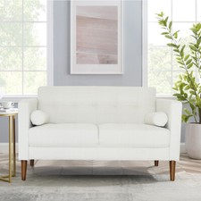 Beige Fabric Sofa two Seater Scandi Design Free Delivery UK Stock