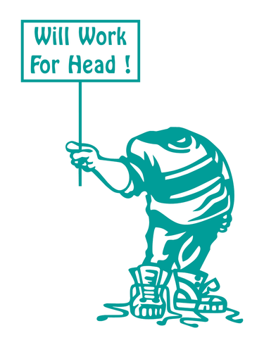 Will Work For Head Funny Vinyl Decal Sticker 43 different colors available - Foto 29 di 45