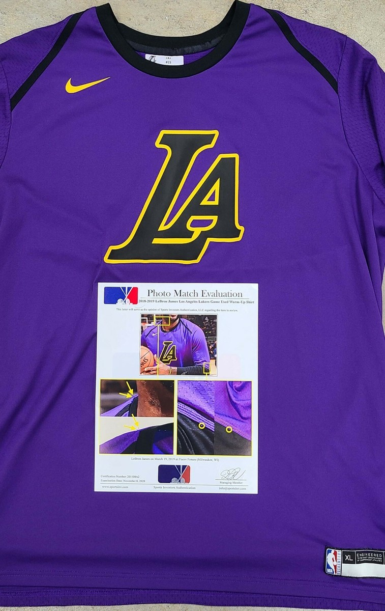 LeBron James Los Angeles Lakers Game Worn Warm-Up Jersey Photo