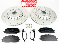 FRONT DRILLED BRAKE DISCS FEBI BRAKE PADS FOR AUDI Q7 E-TRON 375MM 4M0615301AD