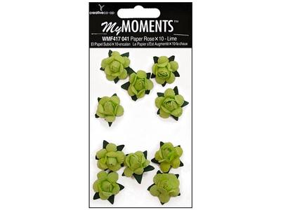 ''My Moments Creative Co-Op'' Paper Roses x 10 - LIME - WMF417-041