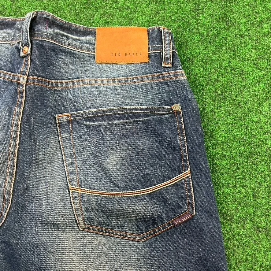 Pantalones de mezclilla Ted Baker London 32R para hombre pierna recta azul 32x30 Foto 4 de 4