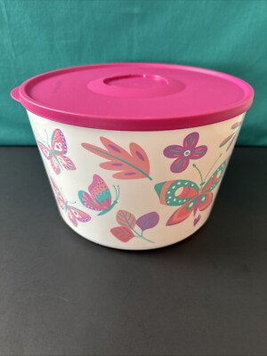Tupperware Ilumina Butterfly Bowl 28 Cup /6.6L Butterflies Flowers click