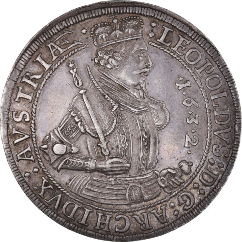 [#1065235] Münze, Österreich, Leopold, Thaler, 1632, Hall, posthumous, VZ, Silbe - Bild 1 von 2