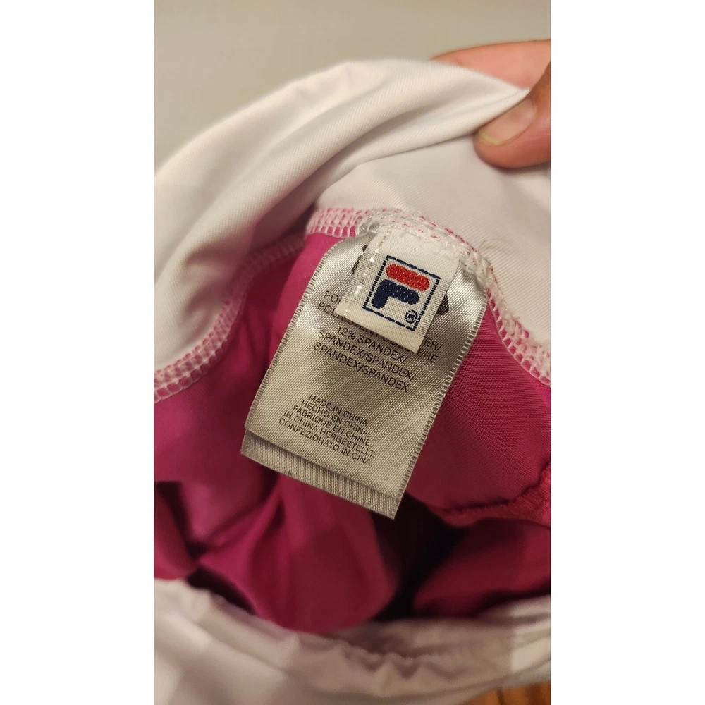 Fila Womens Tennis Skort Large Stretch Pull On Active Skirt White Pink Ruffles