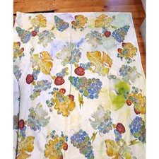 Vintage April Cornell Grapevine Cotton Tablecloth Watercolor Fruit 44x50