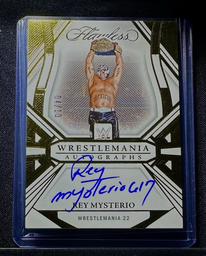 Rey Mysterio #WM-RMY card from 2024 Panini Flawless WWE WrestleMania Autographs