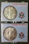 1987 and 1988 $1 American Silver Eagle Dollars in Plastic Holders