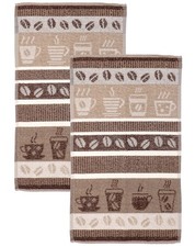 Toalla de cocina de café jacquard de 2 piezas toallas de té paño de limpieza en seco marrón con leche