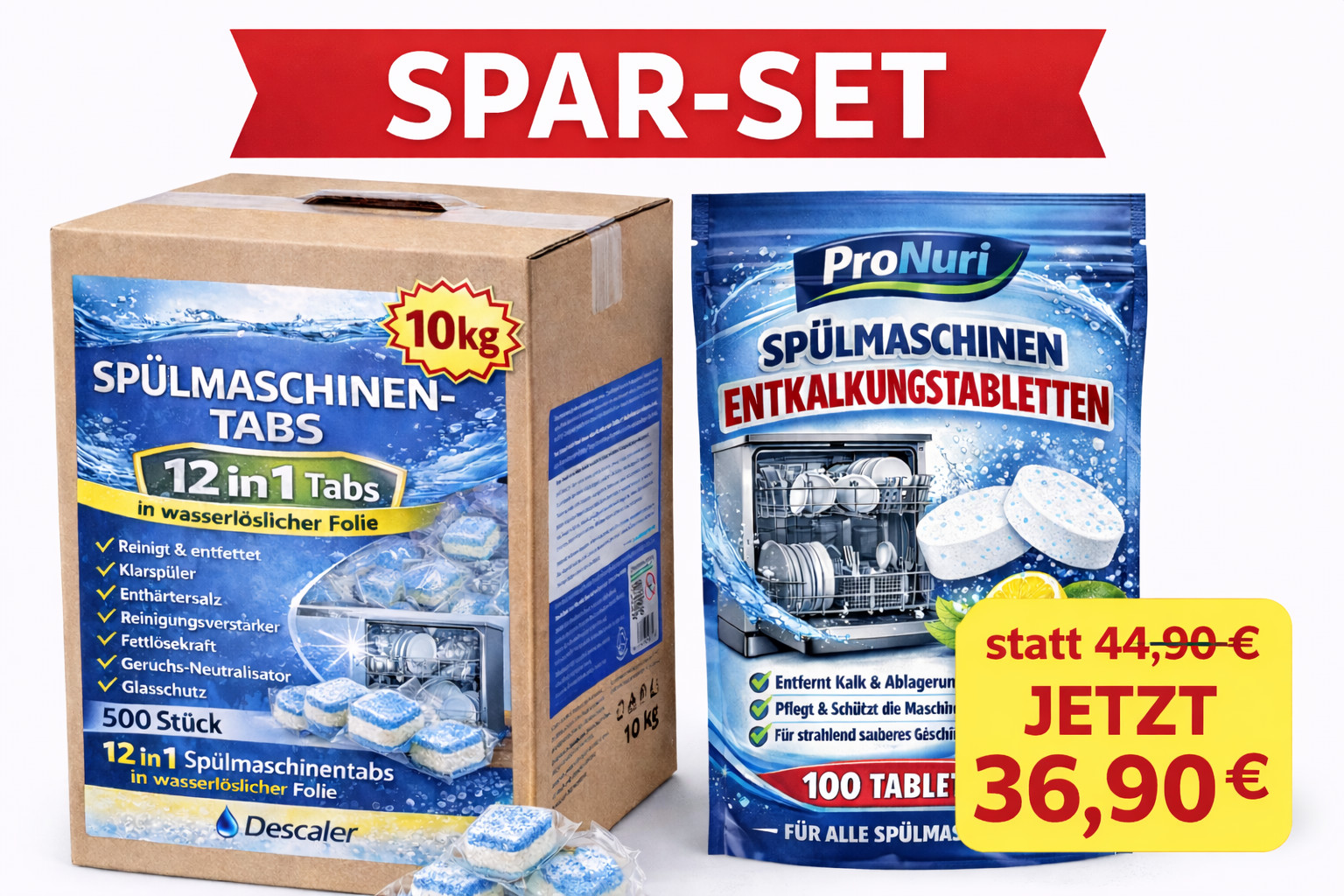 10Kg Spültabs + 100 Entkalk WLF Spülmaschinentabs Spülmaschinen Geschirrspültabs