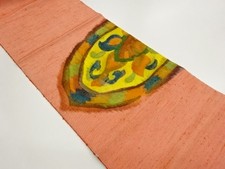 7624100: JAPANESE KIMONO JAPANESE NAGOYA OBI / TSUMUGI / WOVEN ABSTRACT