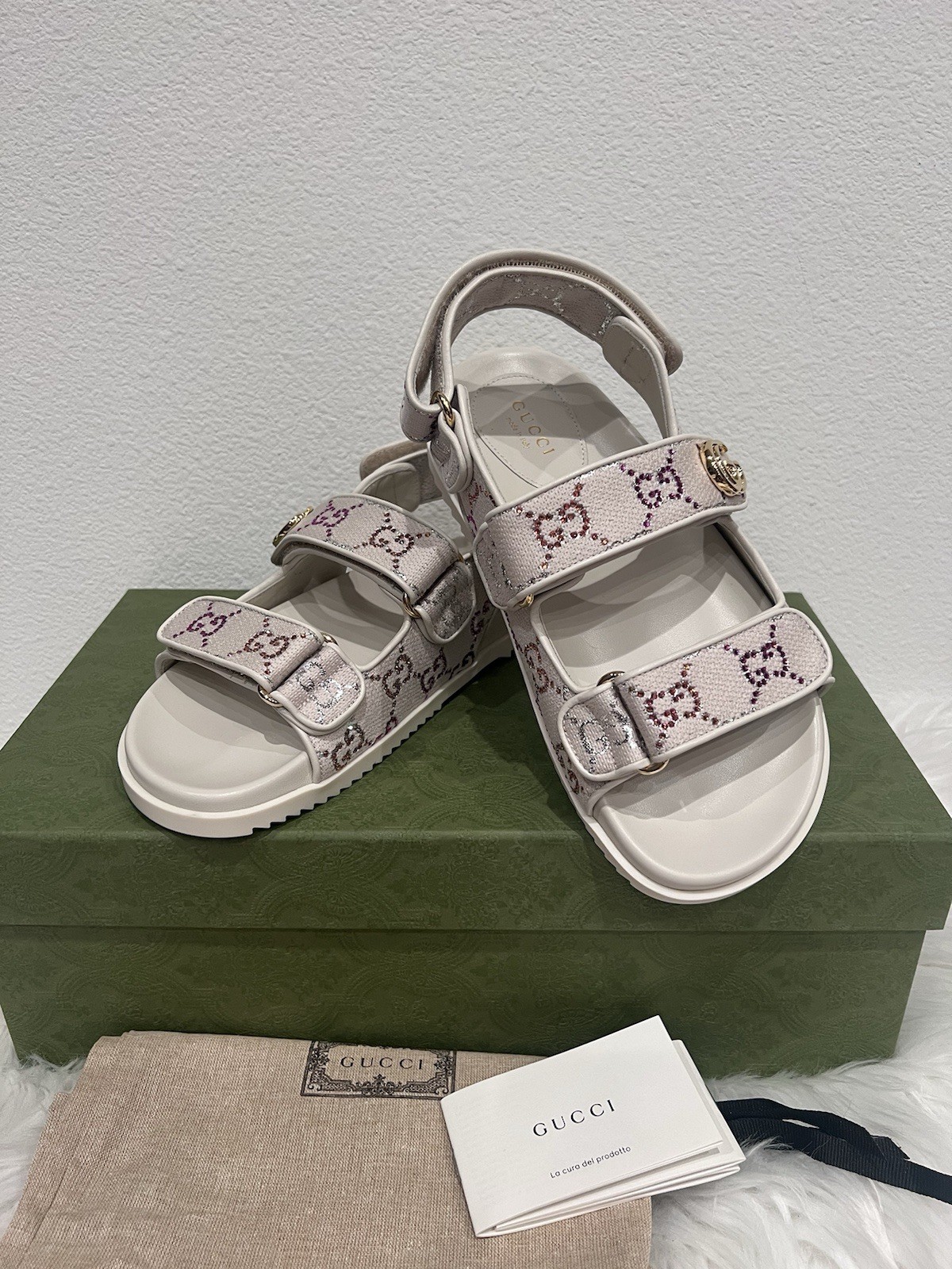 Gucci Moritz Supreme Double GG Crystal Monogram Marmont Sol Dad Sandal Slide 39 image 6