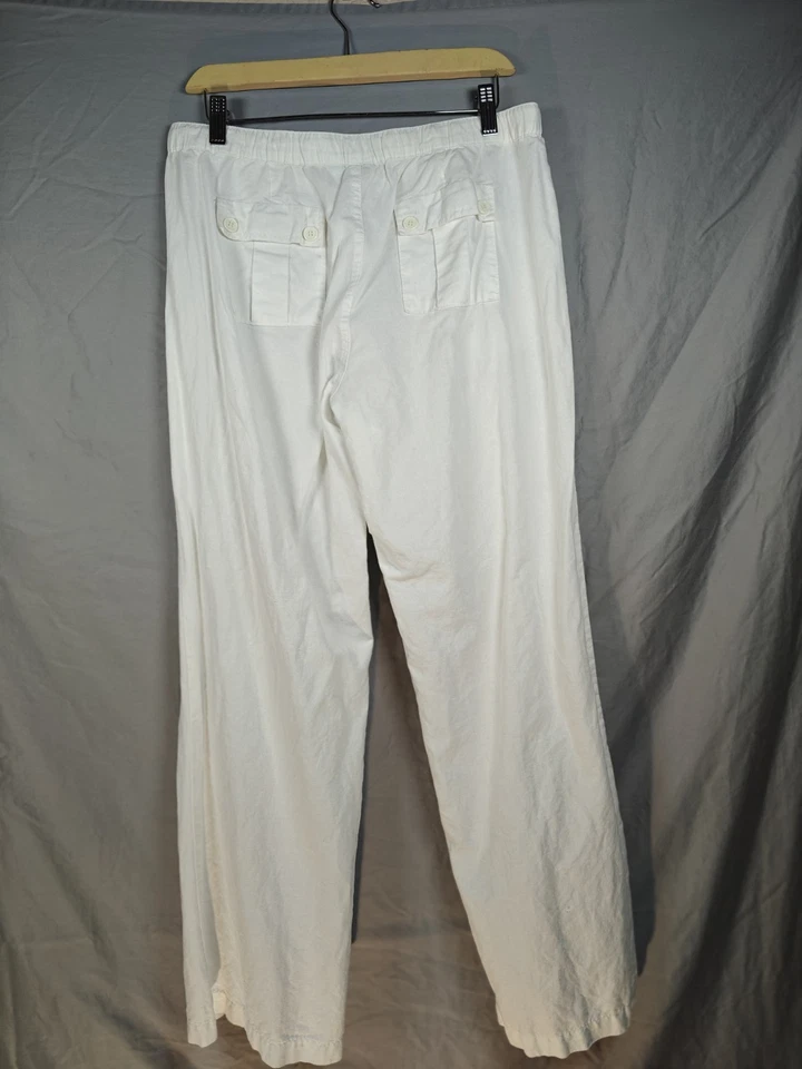 NY & C Linen Blend Wide Leg Boho Beach Comfy Pants Women’s Medium  - Image 3 of 4