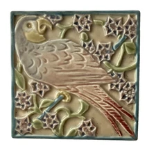 Rookwood Art Pottery Parrot Trivet, tile #3077, c. 1924 